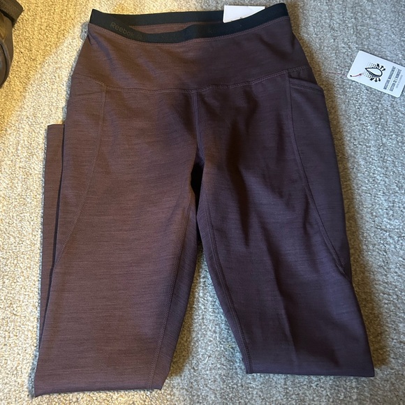 Reebok Purple Leggings Stretchy Athletic Bottoms sports bra and full zip jacket - Picture 2 of 16